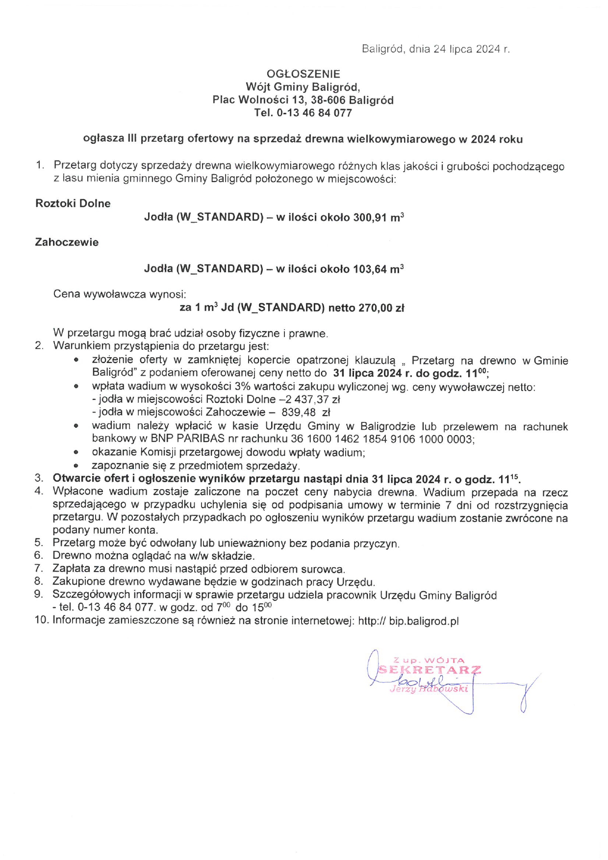 Ogłoszenie Sprzedaż Drewna (3) Page 0001