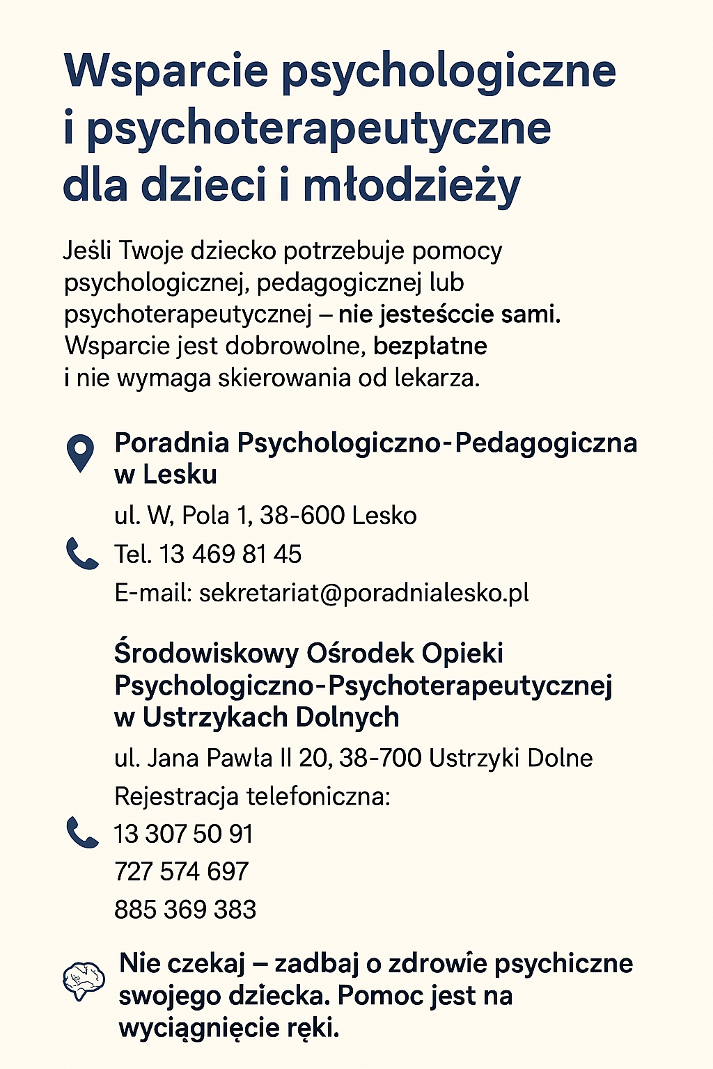 Wsparcie psychologiczne dla dzieci i młodzieży